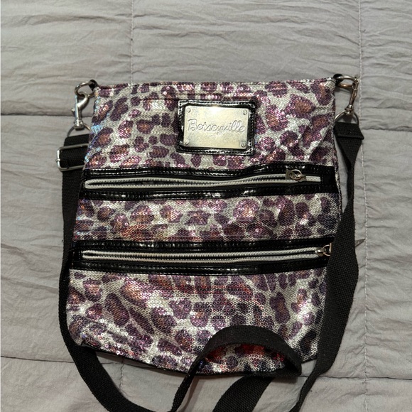 Betsey Johnson Handbags - Betsey Johnson Glittery Purple Animal Print Crossbody Bag